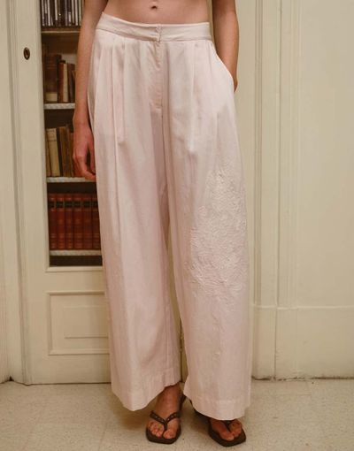 Muse Assembly Muse Assembly Viviene embroidered pale pink tailored pants