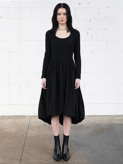 MUSE BY ROSE Balloon Asymmetrical Shirring Dress