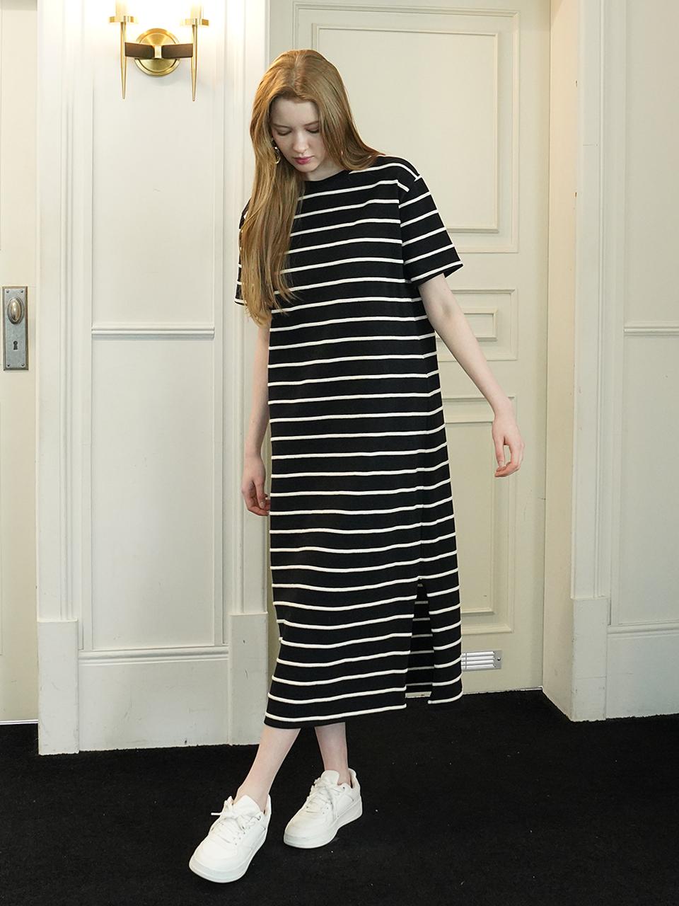 MUSE BY ROSE BIANCA Striped Maxi Dress [BLACK]