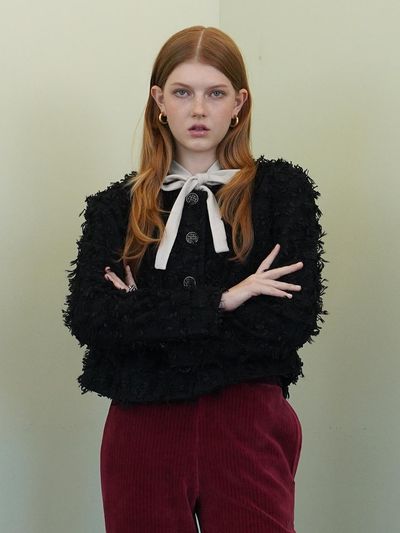 MUSE BY ROSE EVA Oversized Tweed Jacket [Black]