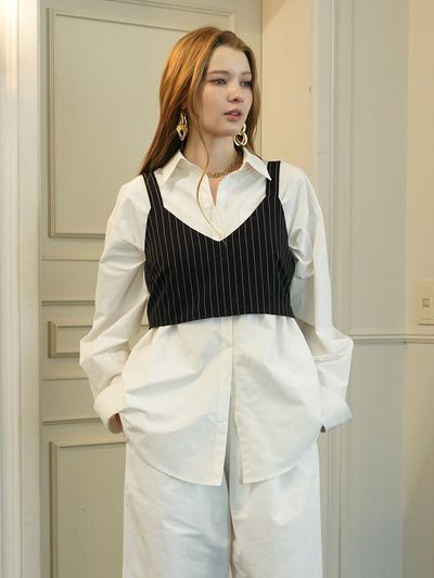 MUSE BY ROSE FAYE Tank Top [STRIPED BLACK]