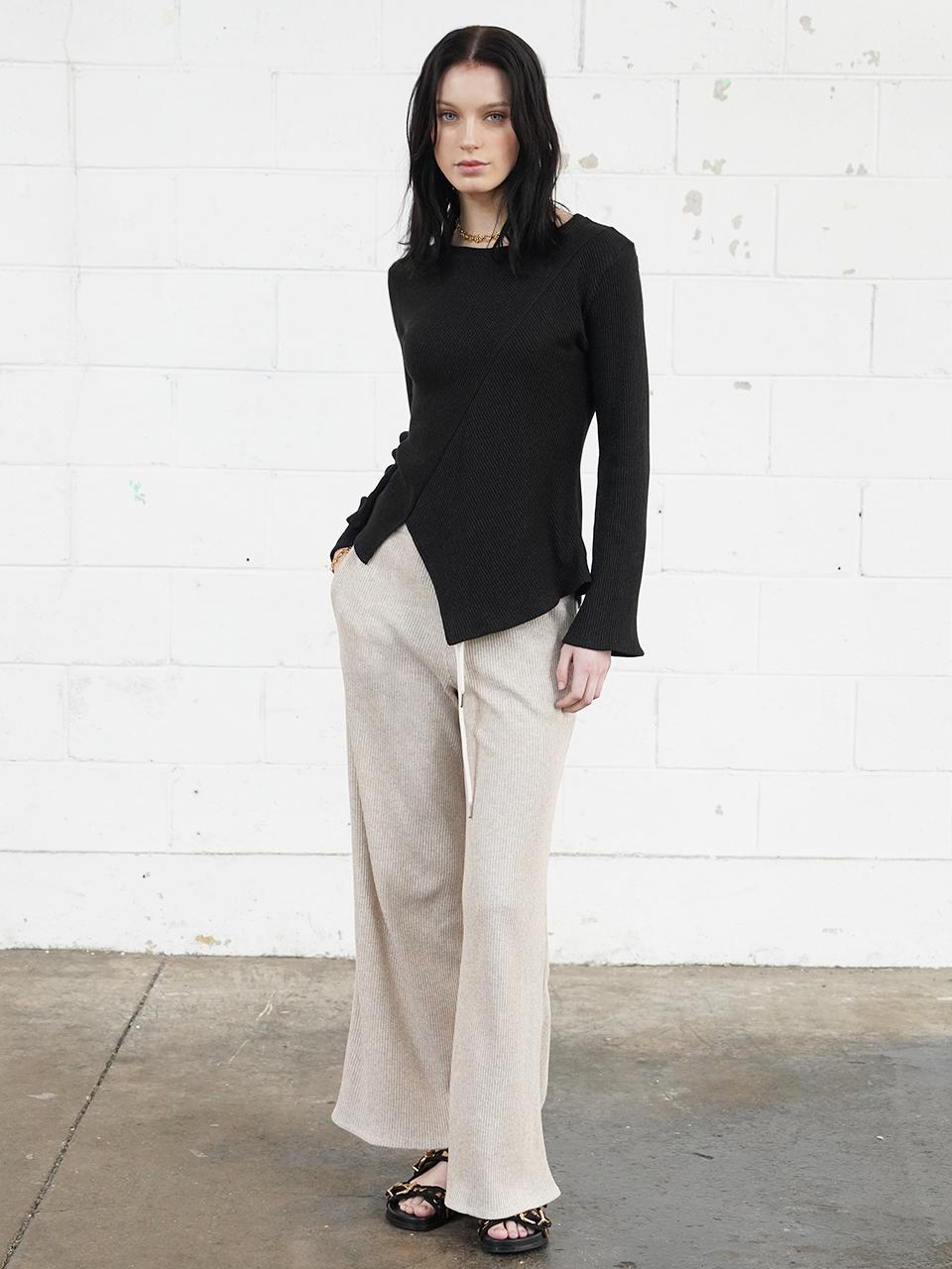 MUSE BY ROSE Glitter Wide Pants [Light Beige]
