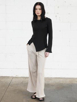 MUSE BY ROSE Glitter Wide Pants [Light Beige]