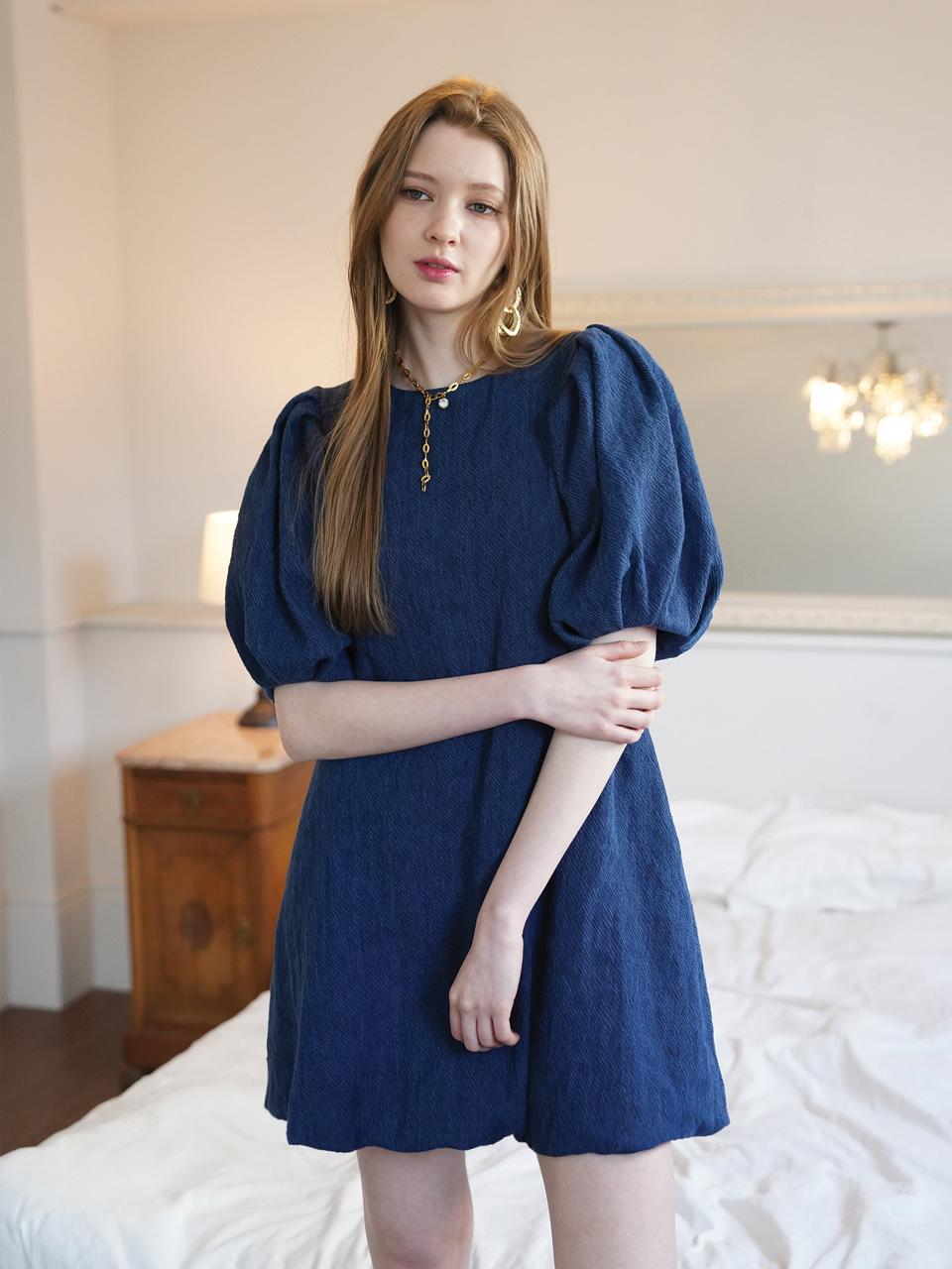 MUSE BY ROSE ISABELLA LINEN BALLOON DRESS [DENIM BLUE]