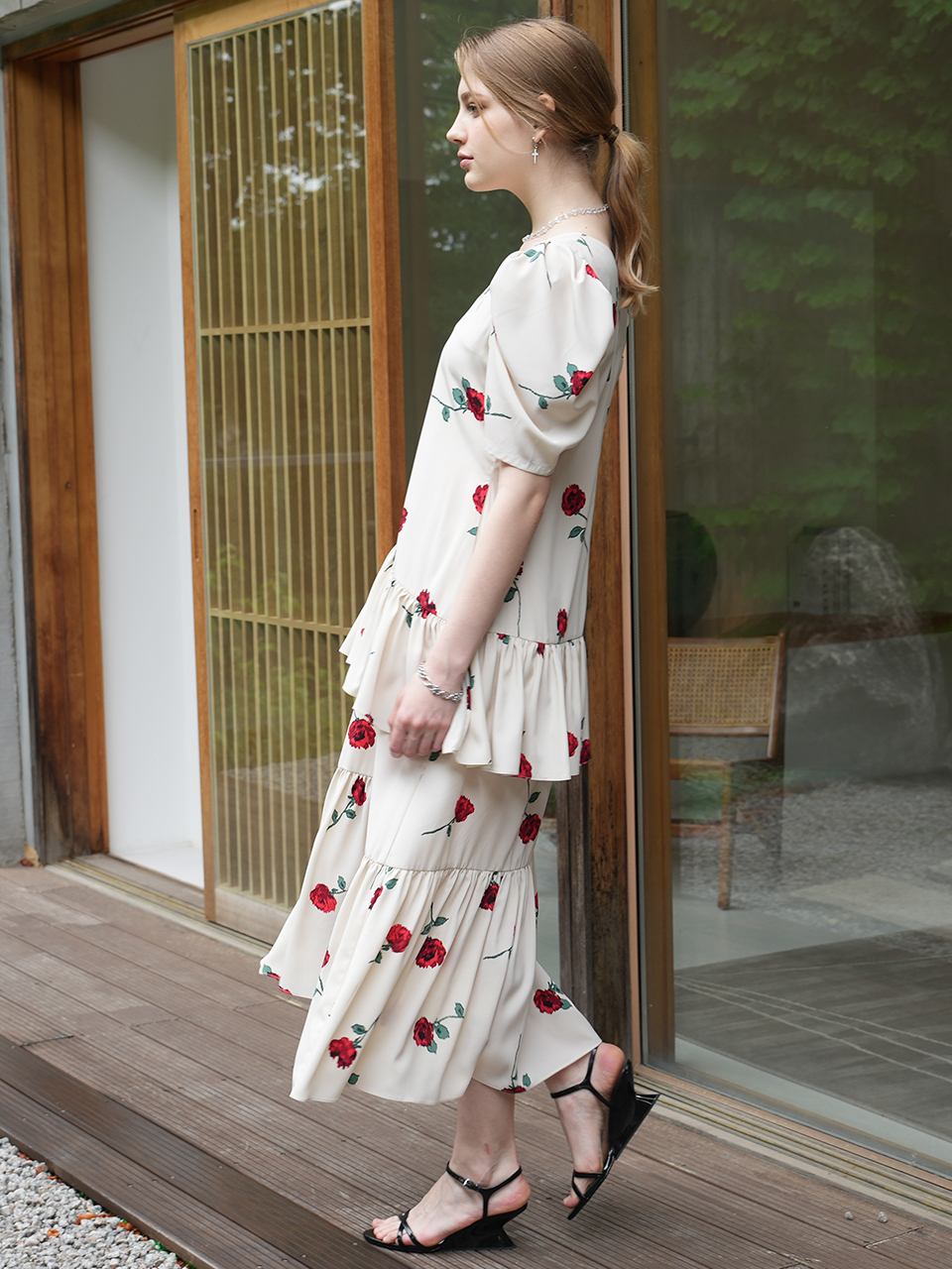 MUSE BY ROSE Ruffled Rose Dress