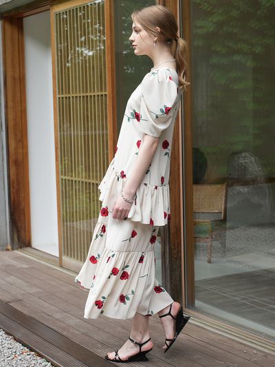 MUSE BY ROSE Ruffled Rose Dress