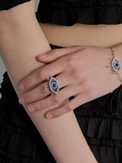 MUSE BY ROSE SAPPHIRE EYE LOGO RING [SILVER]