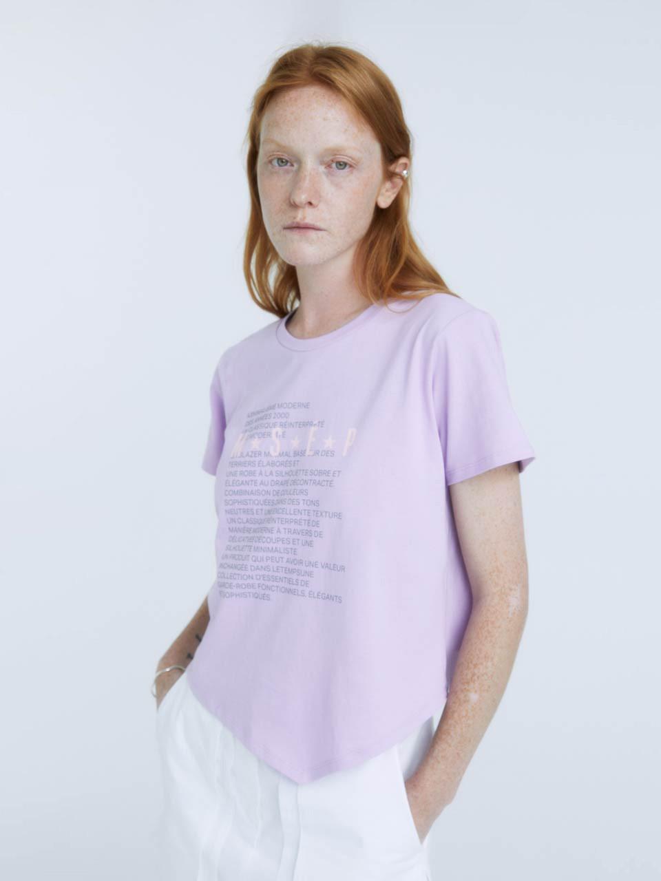 MUSEE CANNE MSEP Graphic Unbalanced Hem T-Shirt_Lavender