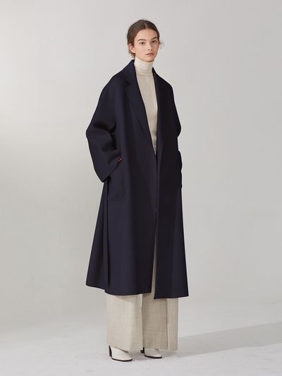 MUSEE Cashmere Blend Handmade Coat_Royal Navy