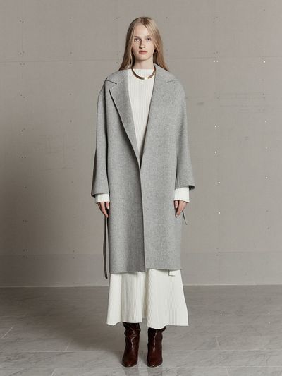 MUSEE Cashmere Blended Handmade Coat_Soft Gray