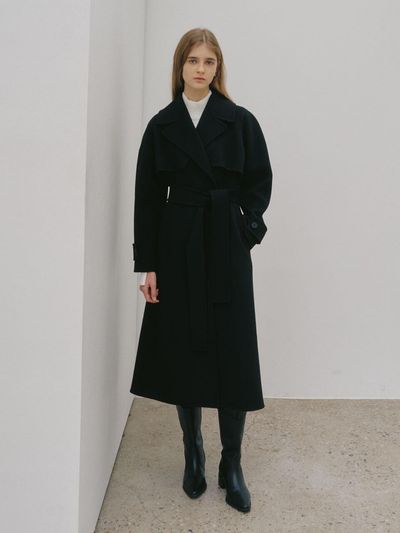 MUSEE DIANA Cashmere Blended Handmade Trench Coat_Black