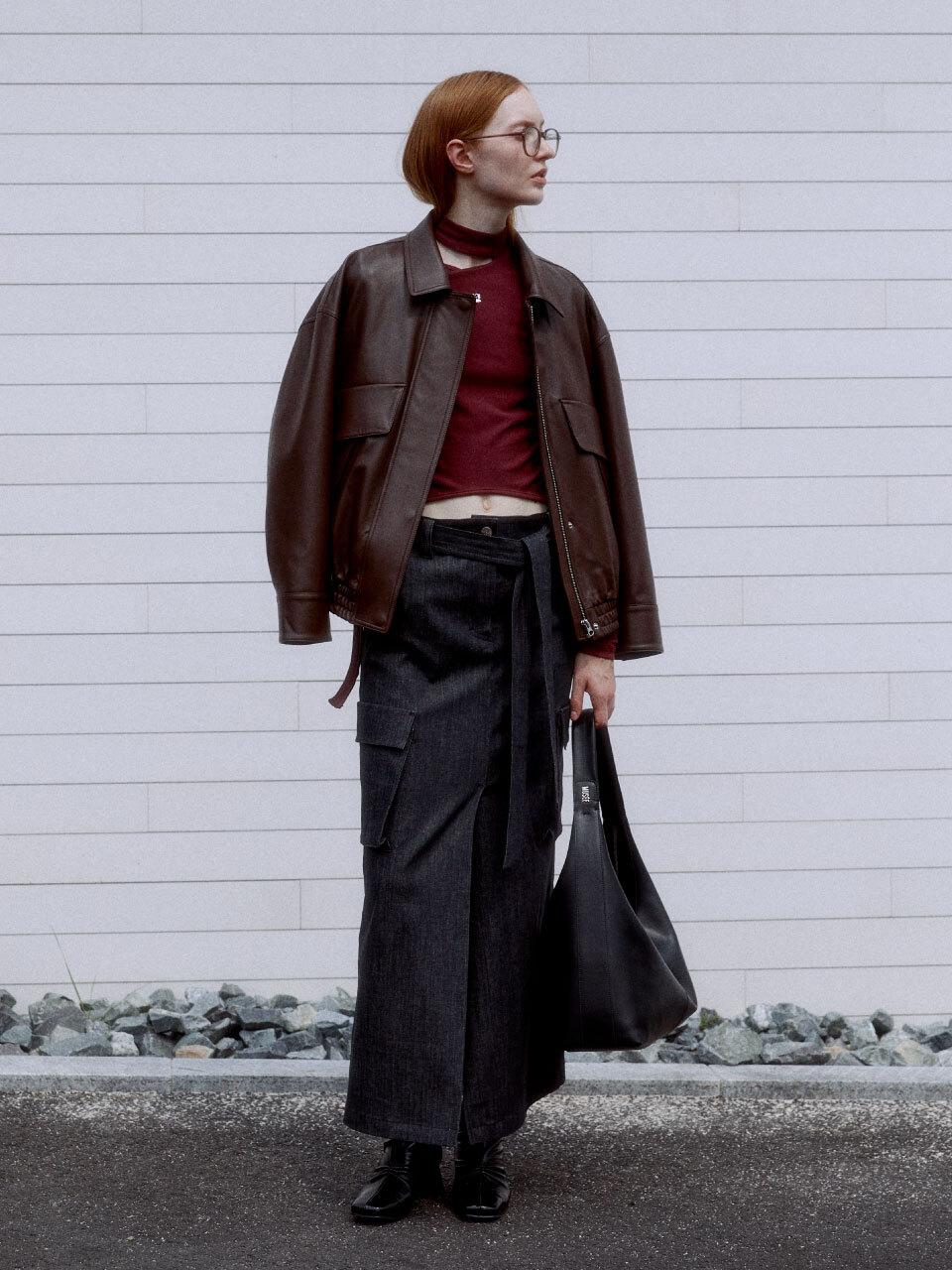 MUSEE Italian Leather Bomber Jacket_Brown
