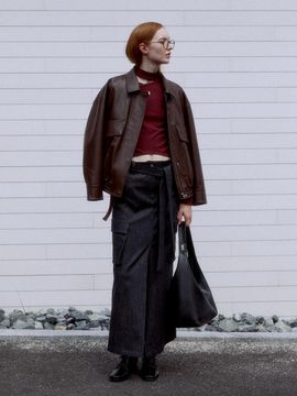 MUSEE Italian Leather Bomber Jacket_Brown