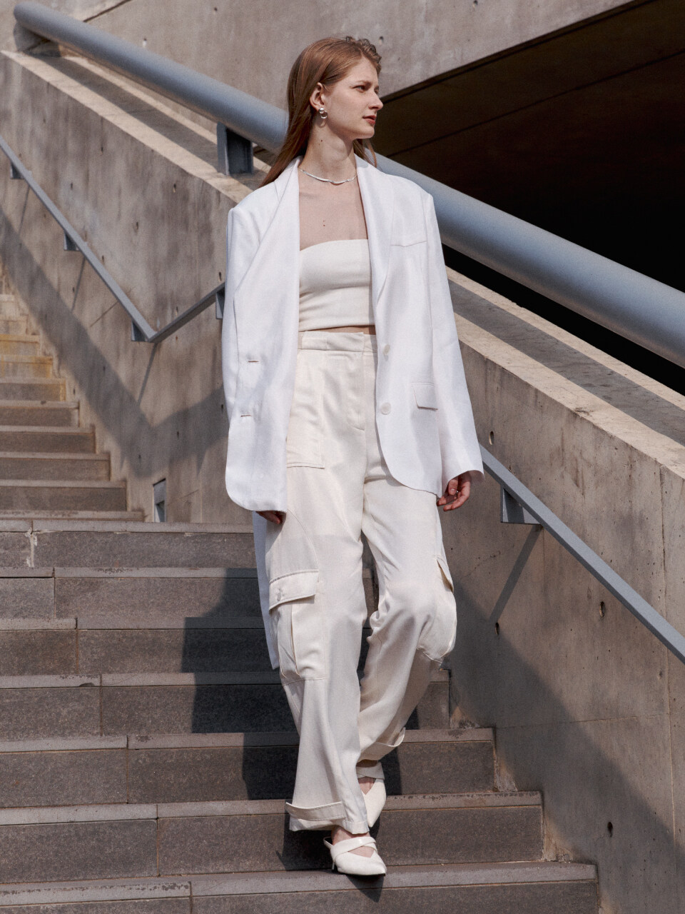 MUSEE JEIN Wide-leg Satin Cargo Pants