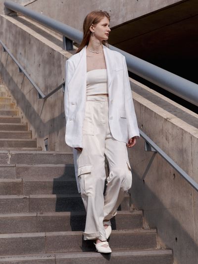 MUSEE JEIN Wide-leg Satin Cargo Pants