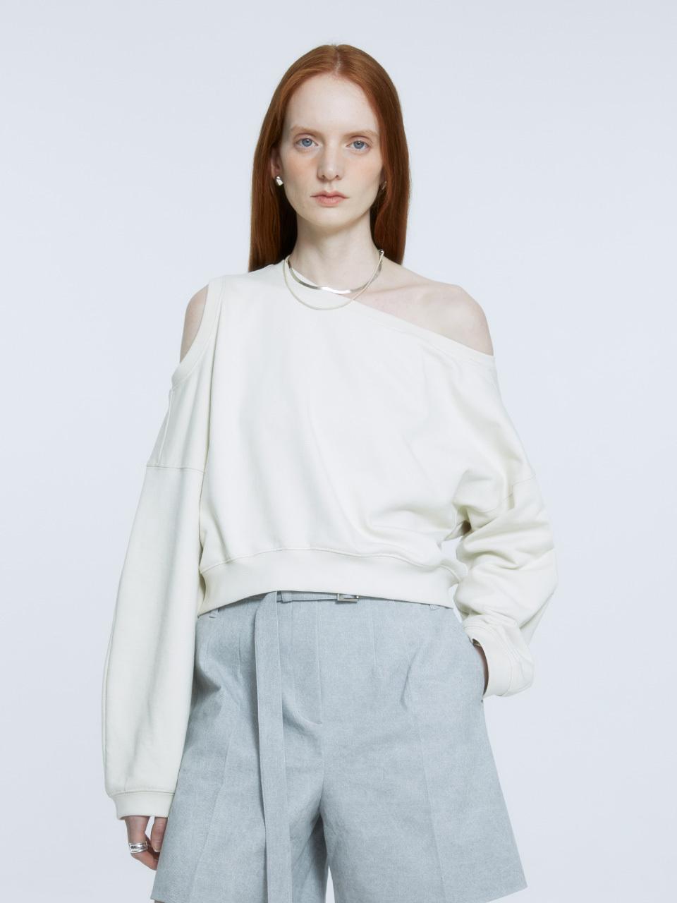 MUSEE LOURMEL Asymmetric Cut-out Off-shoulder Sweatshirt