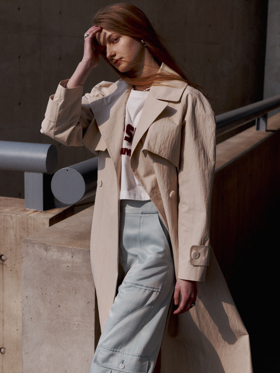 MUSEE NATALIA Slim-fit Belted Twill Trench Coat