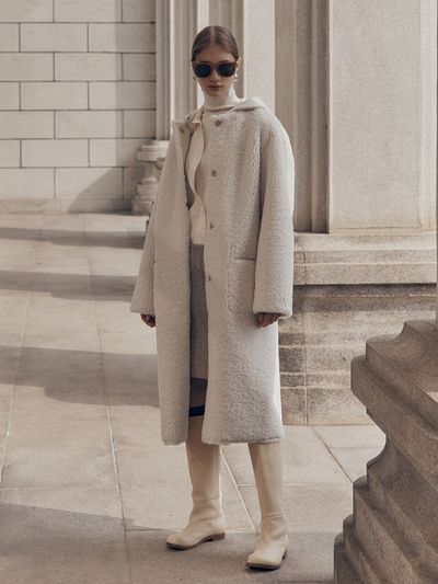 MUSEE NU MOUTON Faux Shearing Reversible Long Coat