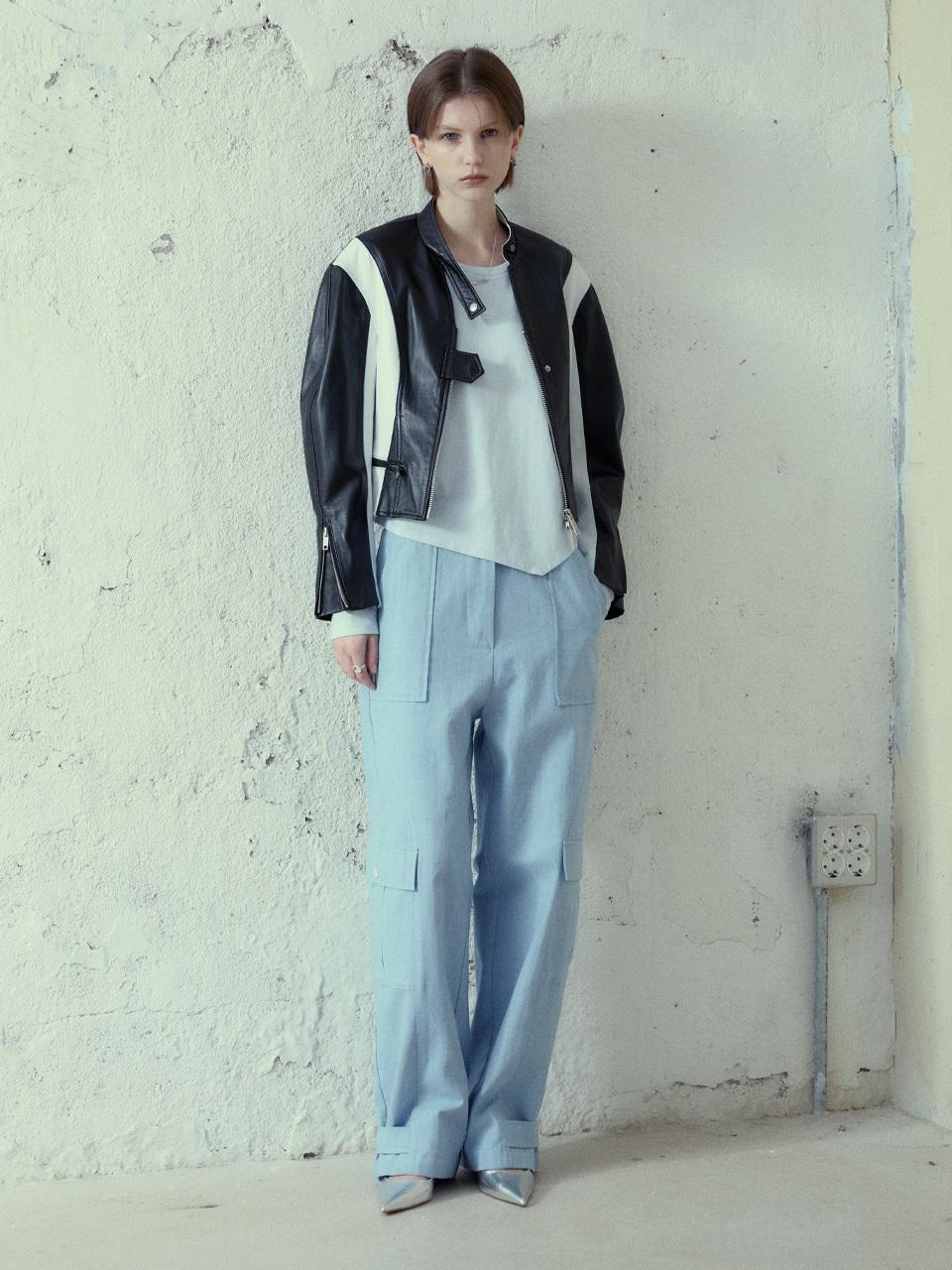 MUSEE ODEON Wide-Leg Denim Cargo Pants_Blue Denim