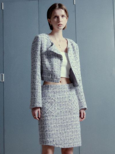 MUSEE Remm Asymmetric Tweed Mini Skirt - Lavender