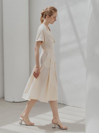 MUSEE ROW Double Breasted Belted Dress
