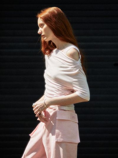 MUSEE SAINT-GERMAIN Unbalanced Off-Shoulder Jersey Top