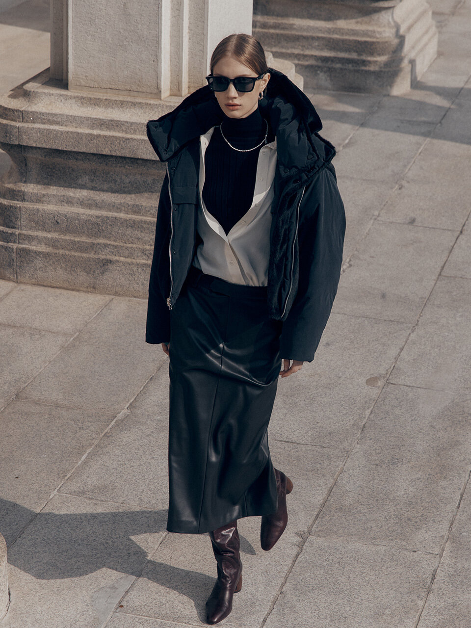 MUSEE VERSO Lambswool Down Reversible Puffer Jumper