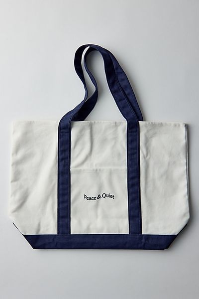 Museum of Peace & Quiet Museum Of Peace & Quiet Stencil Logo Tote Bag in Navy, Men's at Urban Outfitters
