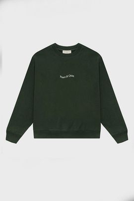 Museum of Peace & Quiet Museum Of Peace & Quiet Wordmark Logo Lightweight Crew Neck Sweatshirt in Green, Men's at Urban Outfitters