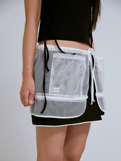 muwm Jori Wrap Skirt/Sleeveless Top (White Mesh)