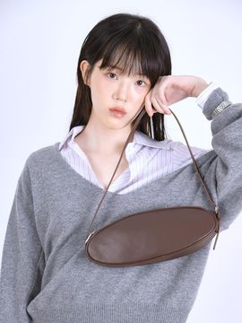 muwm Recycled Vegan Leather Oval Bag [Brown]