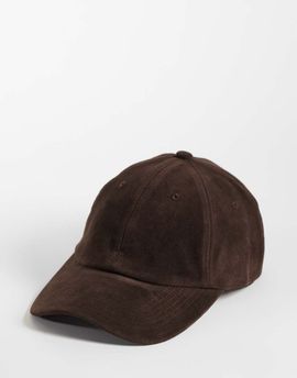 My Accessories My Accessories baseball cap in chocolate faux suede-Brown