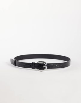My Accessories My Accessories belt in black croc effect with silver-tone buckle