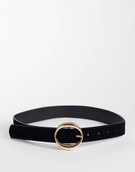 My Accessories My Accessories belt in black velvet with gold oval buckle