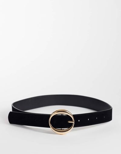 My Accessories My Accessories belt in black velvet with gold oval buckle