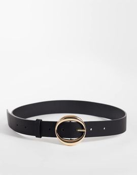 My Accessories My Accessories belt in black with gold-tone oval buckle