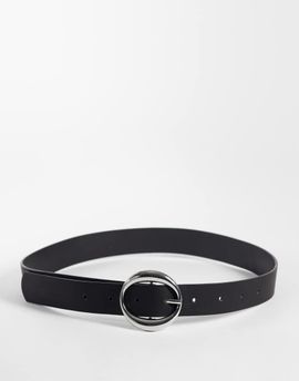 My Accessories My Accessories black belt with silver-tone oval buckle