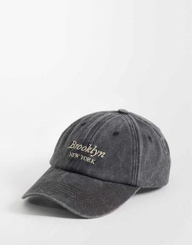 My Accessories My Accessories cap with Brooklyn print in washed black