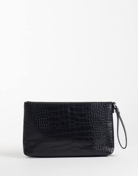 My Accessories My Accessories clutch bag in black faux croc