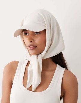 My Accessories My Accessories cotton blend cap bandana in beige-Neutral