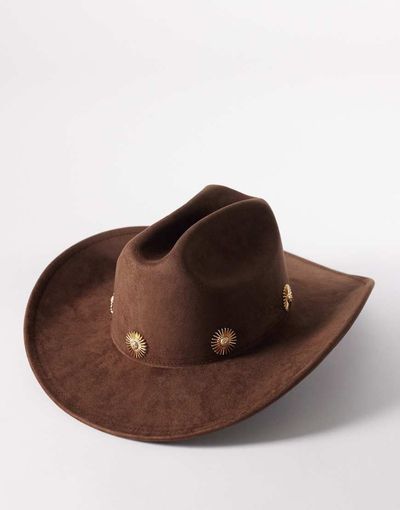 My Accessories My Accessories cowboy hat with gol Daisy studs in brown