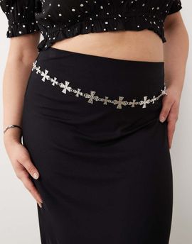 My Accessories My Accessories curve chain belt with crosses in silver