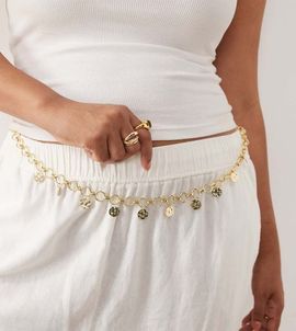 My Accessories My Accessories curve coin chain belt in gold