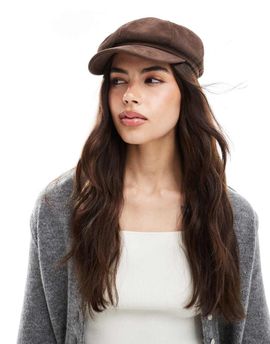 My Accessories My Accessories faux suede baker boy hat in brown