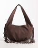 My Accessories My Accessories faux suede fringed shoulder bag with round base in dark brown - 4