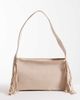 My Accessories My Accessories faux suede slouchy side fringe shoulder bag in cream-White - 1