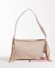 My Accessories My Accessories faux suede slouchy side fringe shoulder bag in cream-White - 2