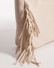 My Accessories My Accessories faux suede slouchy side fringe shoulder bag in cream-White - 3