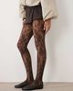 My Accessories My Accessories floral lace tights in brown - 1