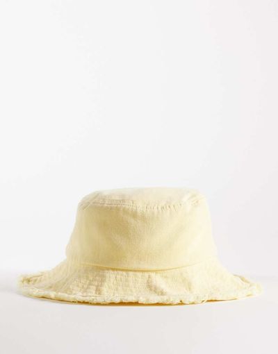 My Accessories My Accessories frayed edge bucket hat in butter yellow